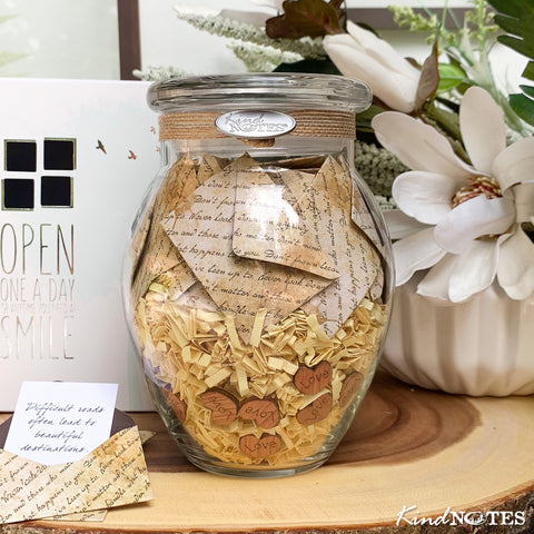 Wooden Hearts Jar of Notes